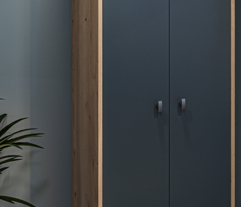 Шкафы распашные, Шкаф 2 дверный Сидней СБ-2588 Дуб дикий/Диамант серый