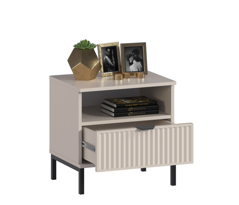 Прикроватные тумбы, Тумба прикроватная Турин СБ-3575 Кашемир серый/МДФ Кашемир