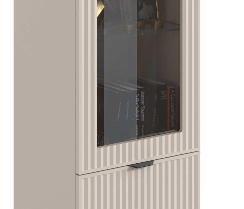 Шкафы пеналы, Шкаф-витрина Турин СБ-3567 Кашемир серый/МДФ Кашемир