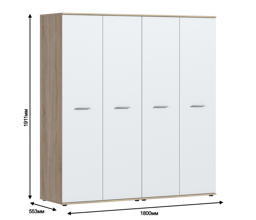 Для одежды, Шкаф 4-х дверный Мамбо