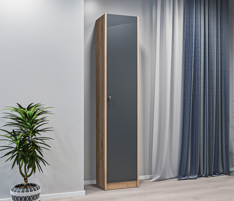 Шкафы в прихожую, Шкаф-пенал Сидней СБ-2684 Дуб дикий/Диамант серый