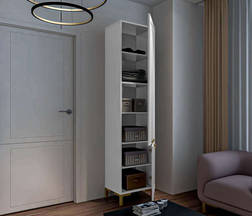 Шкафы пеналы, Шкаф-пенал Ассоль СБ-3430 Белый/МДФ Белый