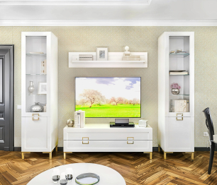 Комплект для гостиной с витринами Ассоль, Белый