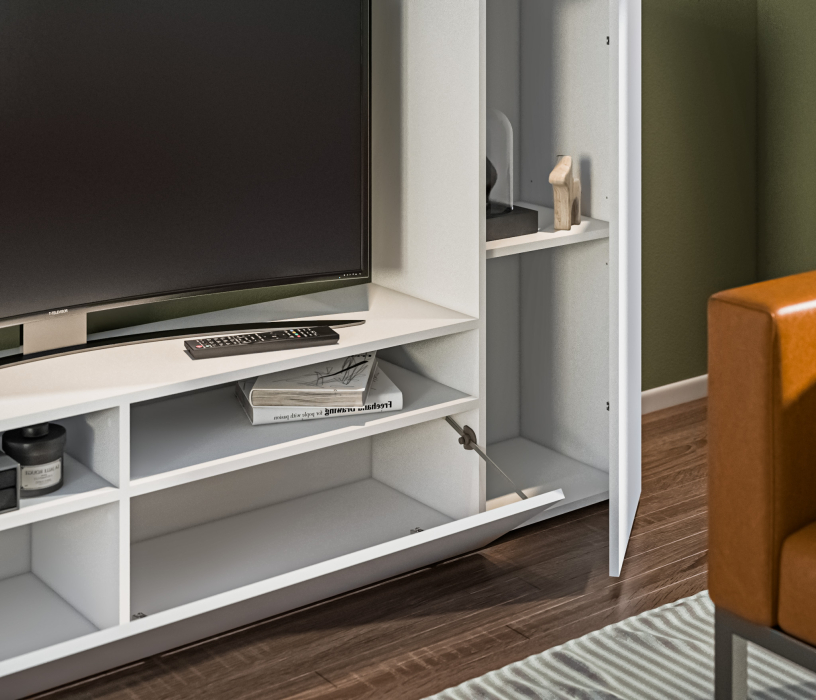 Стенки для гостиной, Стенка Медея СБ-3389 Белый/Белый глянец