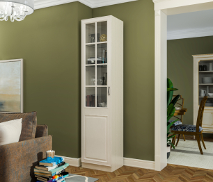 Шкаф-витрина Гранд / Ливерпуль СБ-3516 Дуб Приморский Белый/МДФ Классика Светлый