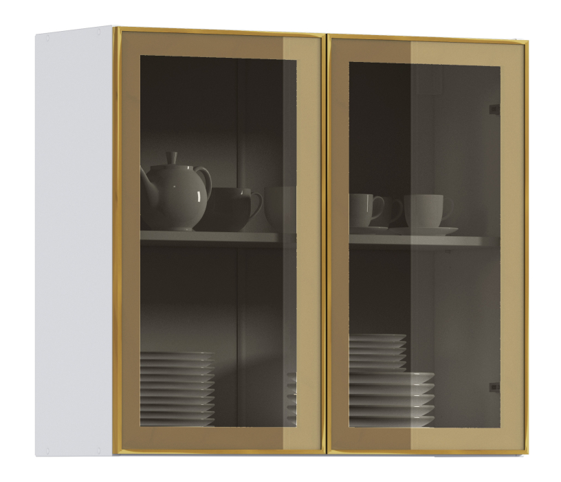 Навесные, Навесной шкаф Регина РП-80 (Белый/Витрина Золото)