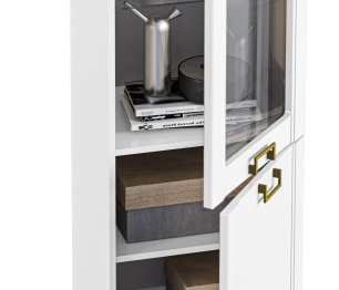 Шкаф-витрина Ассоль СБ-3429 Белый/МДФ Белый